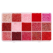 Seed beads sortiment. 2 mm. 12.000 stk. Røde nuancer